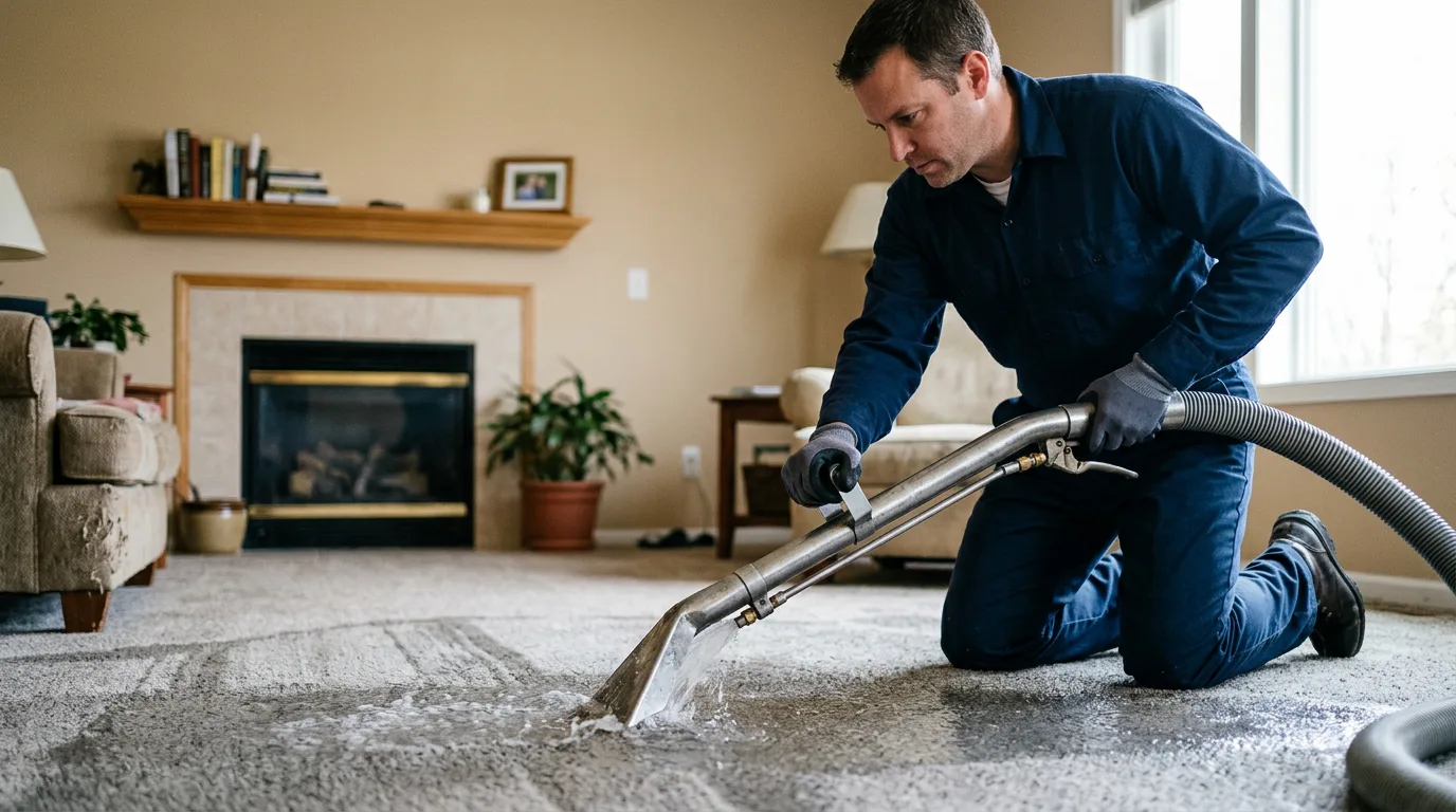 Water damage restoration technician working near Franklin, MN